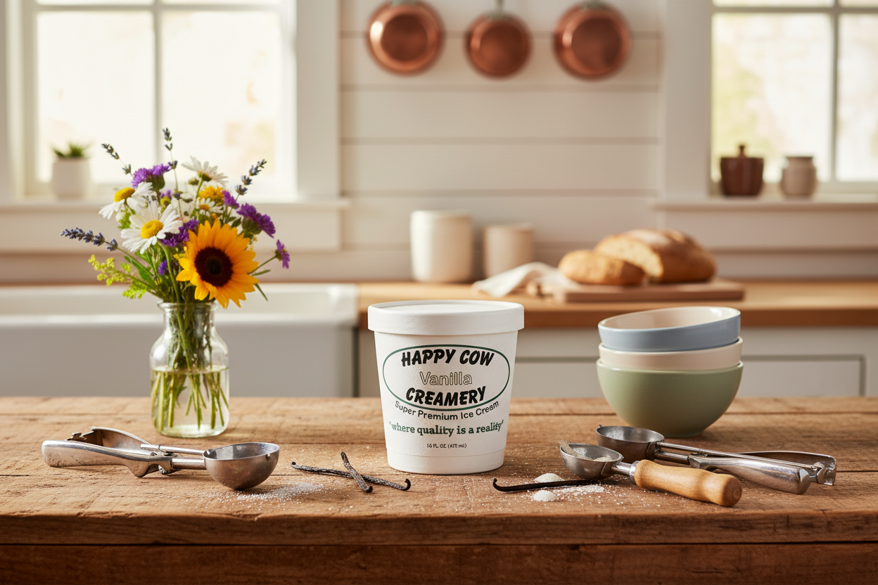 Happy Cow Creamery Vanilla Premium Ice Cream (16 fl oz)