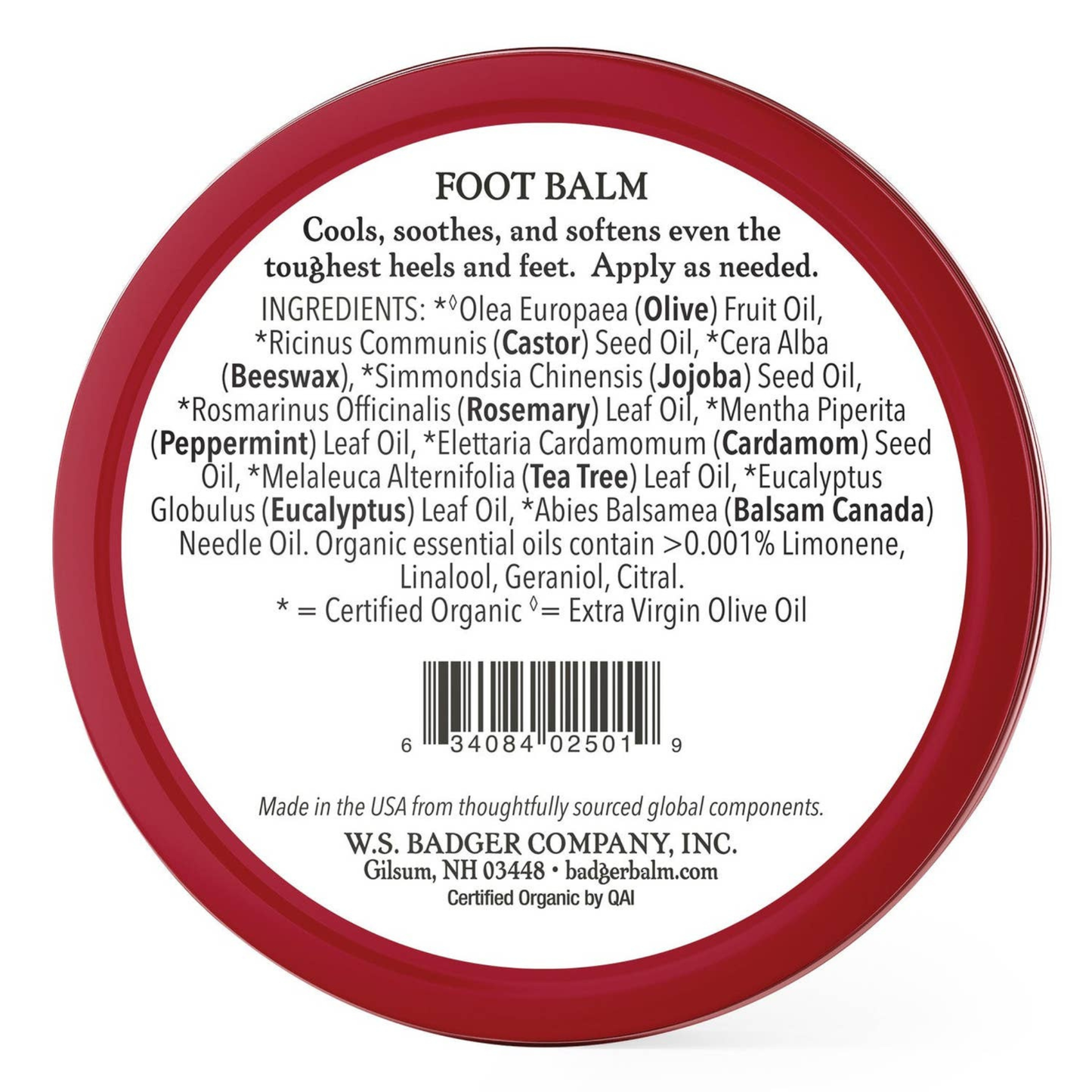 Badger Organic Foot Balm – Peppermint & Tea Tree (0.75 oz Tin)