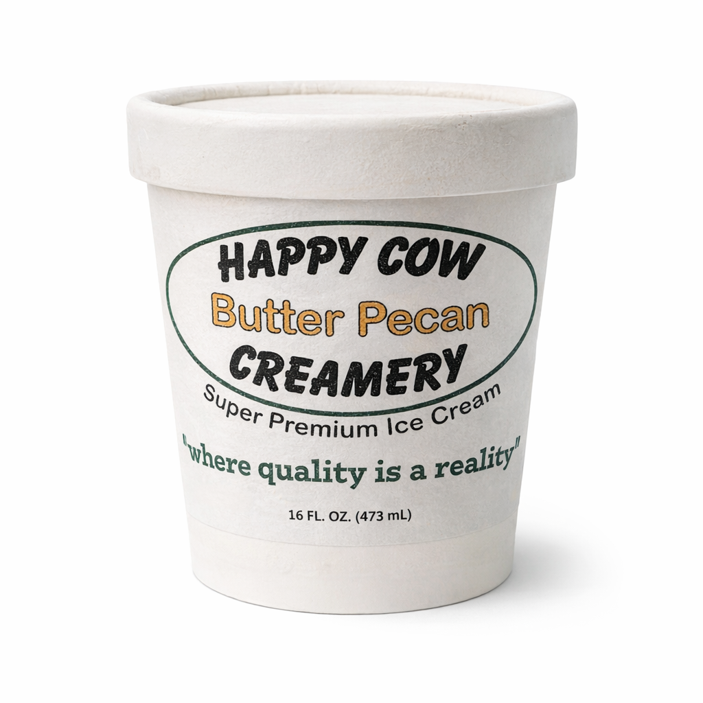 Happy Cow Creamery Butter Pecan Premium Ice Cream (16 fl oz)