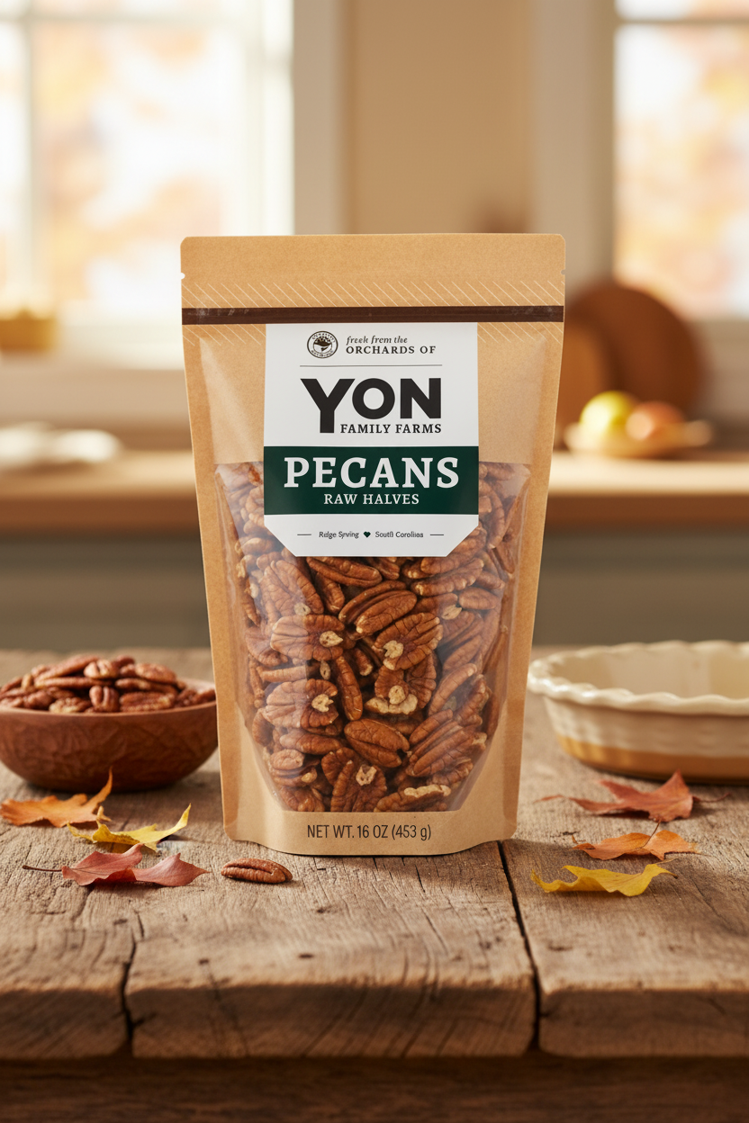 Yon Family Farms Raw Pecan Halves – 16oz (1 lb)