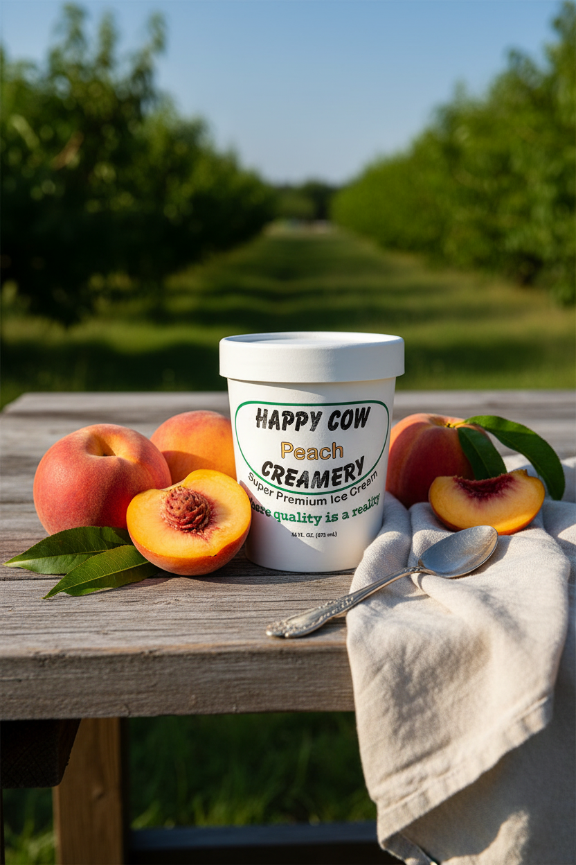 Happy Cow Creamery Peach Premium Ice Cream (16 fl oz)