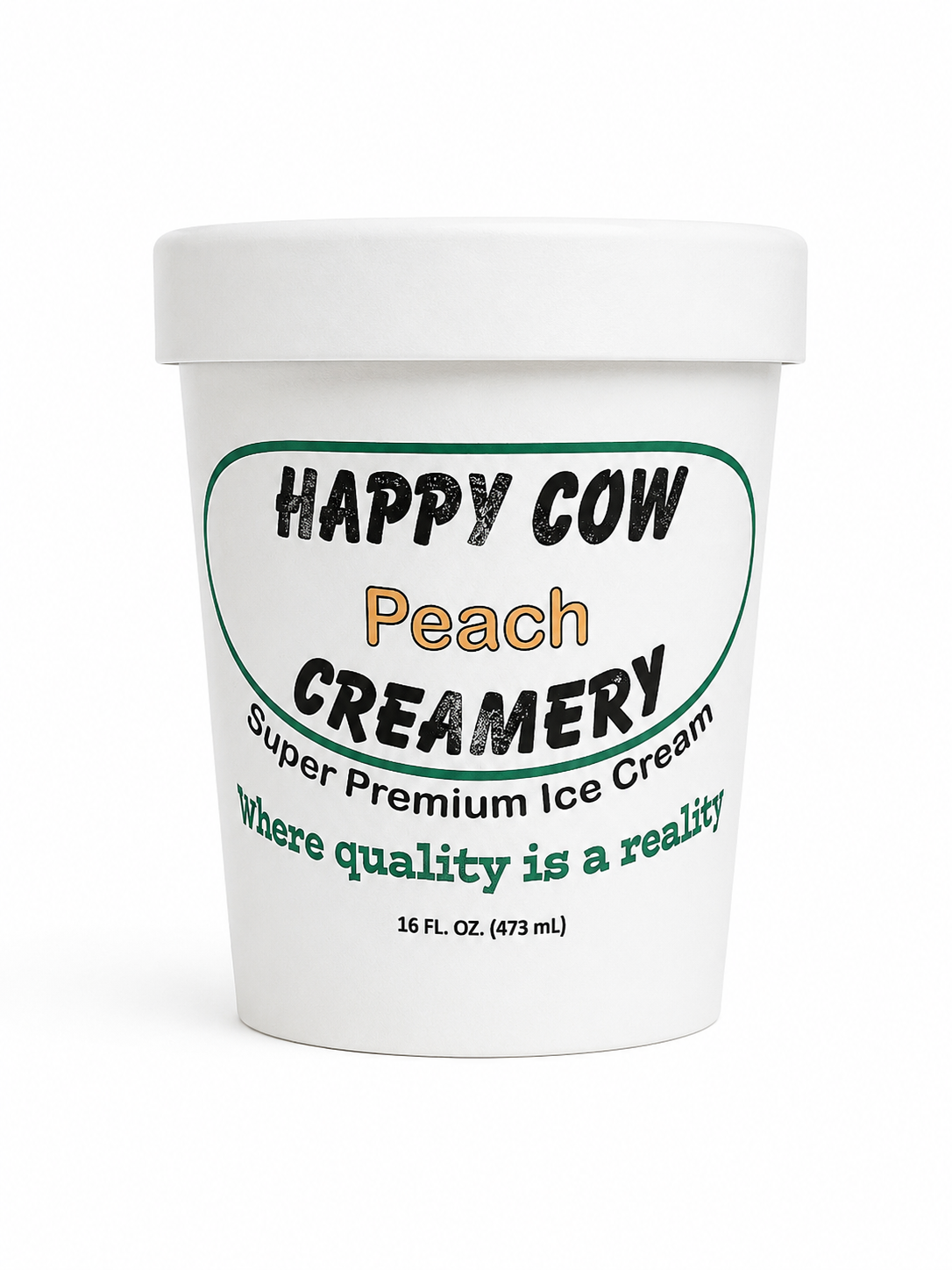 Happy Cow Creamery Peach Premium Ice Cream (16 fl oz)